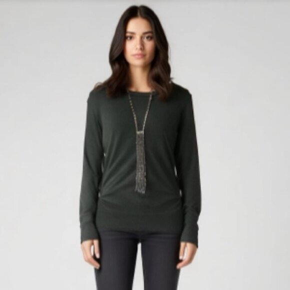 BLACK Ruched Knit Long Sleeve Sweater 89th & Madison​ - Picture 1 of 14